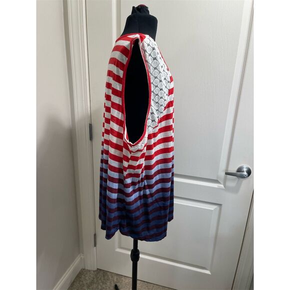 New Directions Women's 3XL Patriotic Striped Tank Top Lace Accents - Picture 4 of 8